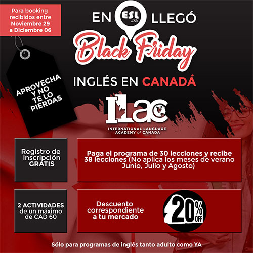 Black Friday – Estudia inglés en ILAC Canadá